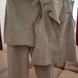 Tan suit/set w/ Skort & Pant - Sleeveless